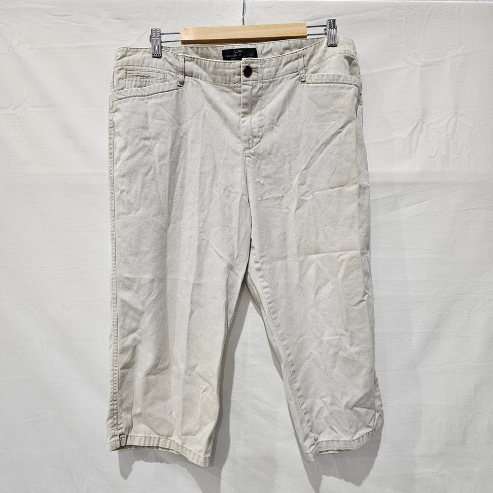 Vintage LRL Lauren Jeans Co Ralph Lauren Size 14 Khaki Capri Pants Beige Cotton